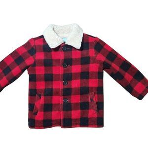 Toddler Buffalo Check Jacket 24 Months Red Black Sherpa Lined Button Up Coat